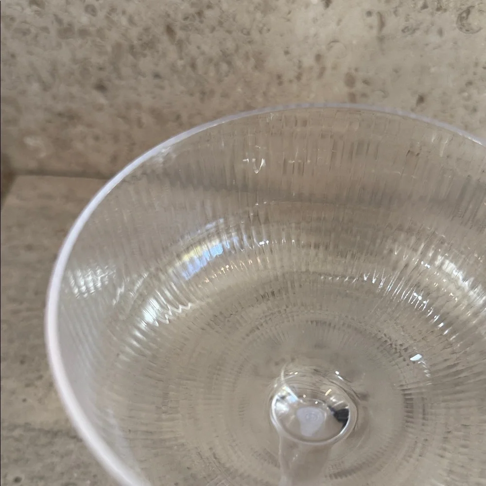 West Elm Elegant Ribbed Glass Coupe Set. Set of 4.